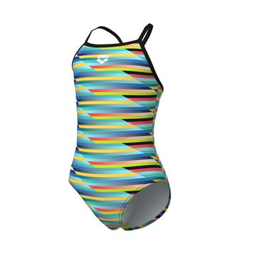 Arena - Girls Racing Stripe Light Drop Back (Multi-Black-Black) 