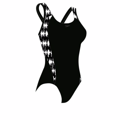 Speedo - Allover Panel Laneback Swimsuit Black