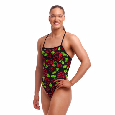 Funkita - Ladies Strapped In One Piece - Black Rose